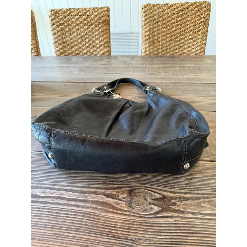 Vintage 2000s Coach XL Ergo Pleated Hobo Bag Black Leather Slouchy Charms Y2K